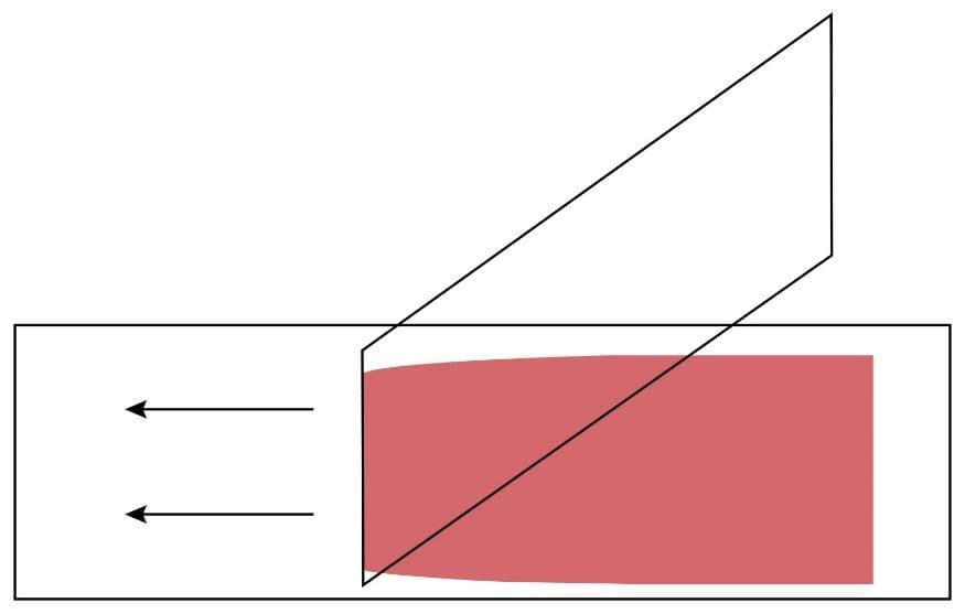 Spread the blood quickly across the slide in a single movement