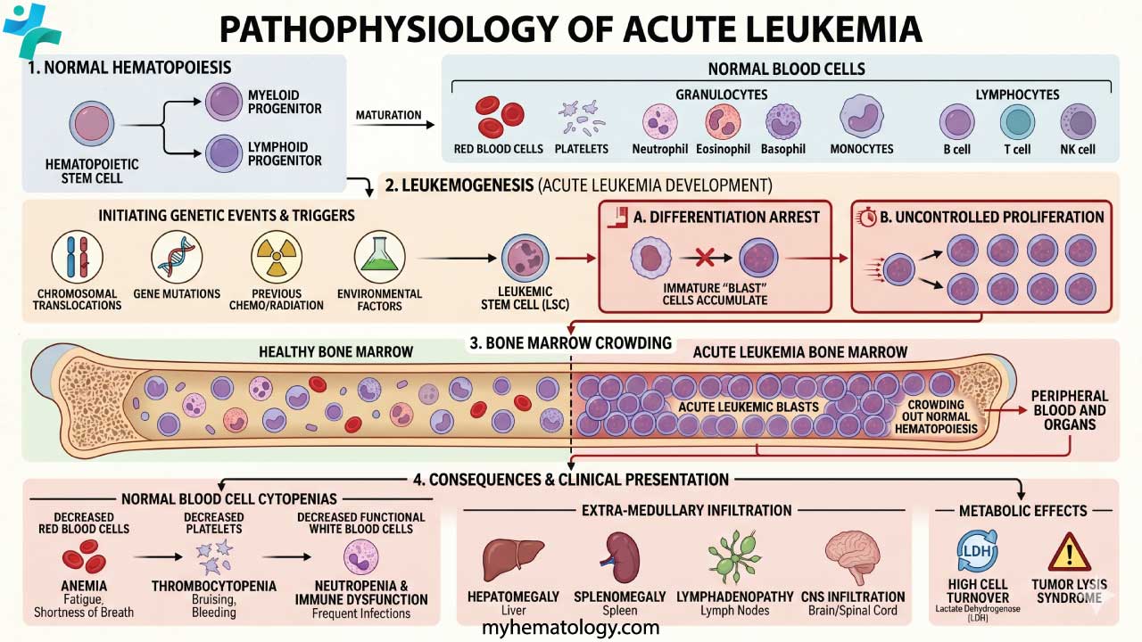Pathophysiology of acute leukemia