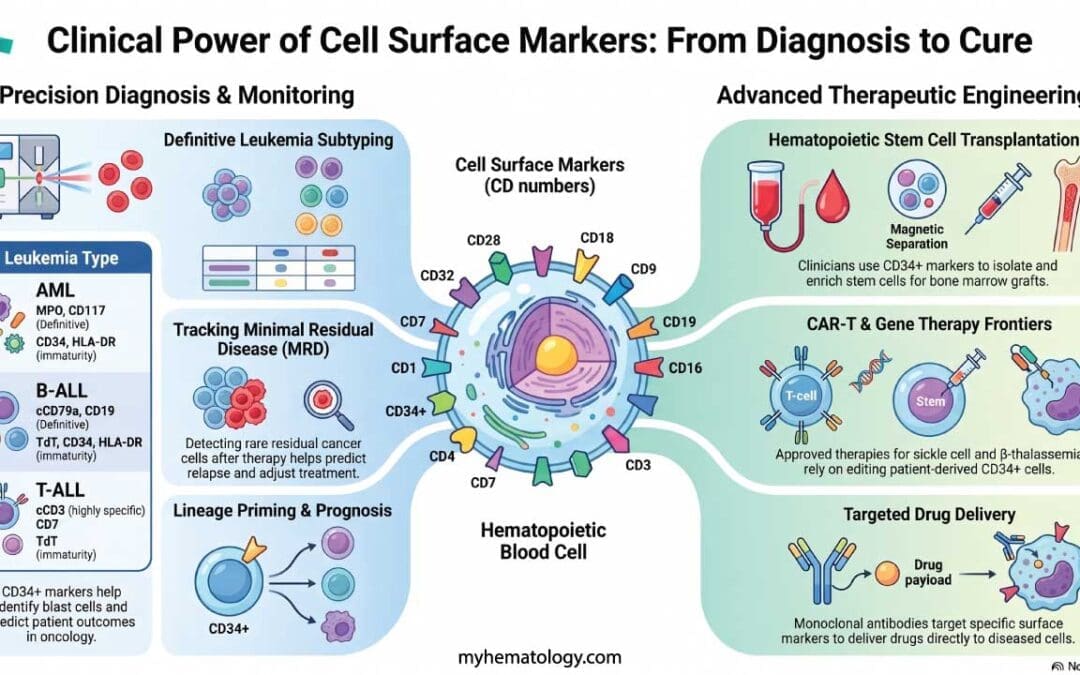 Hematopoietic cell surface markers (CD34 and more)