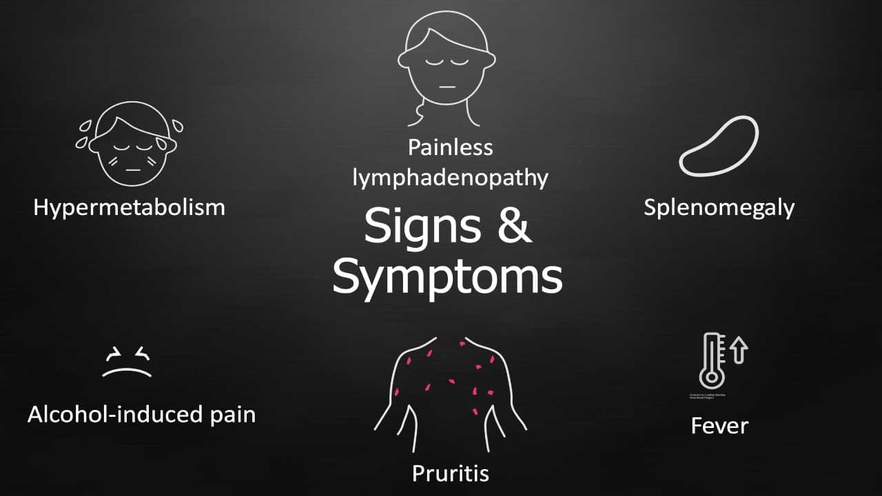 General signs and symptoms of lymphoma that can be seen in patients 
