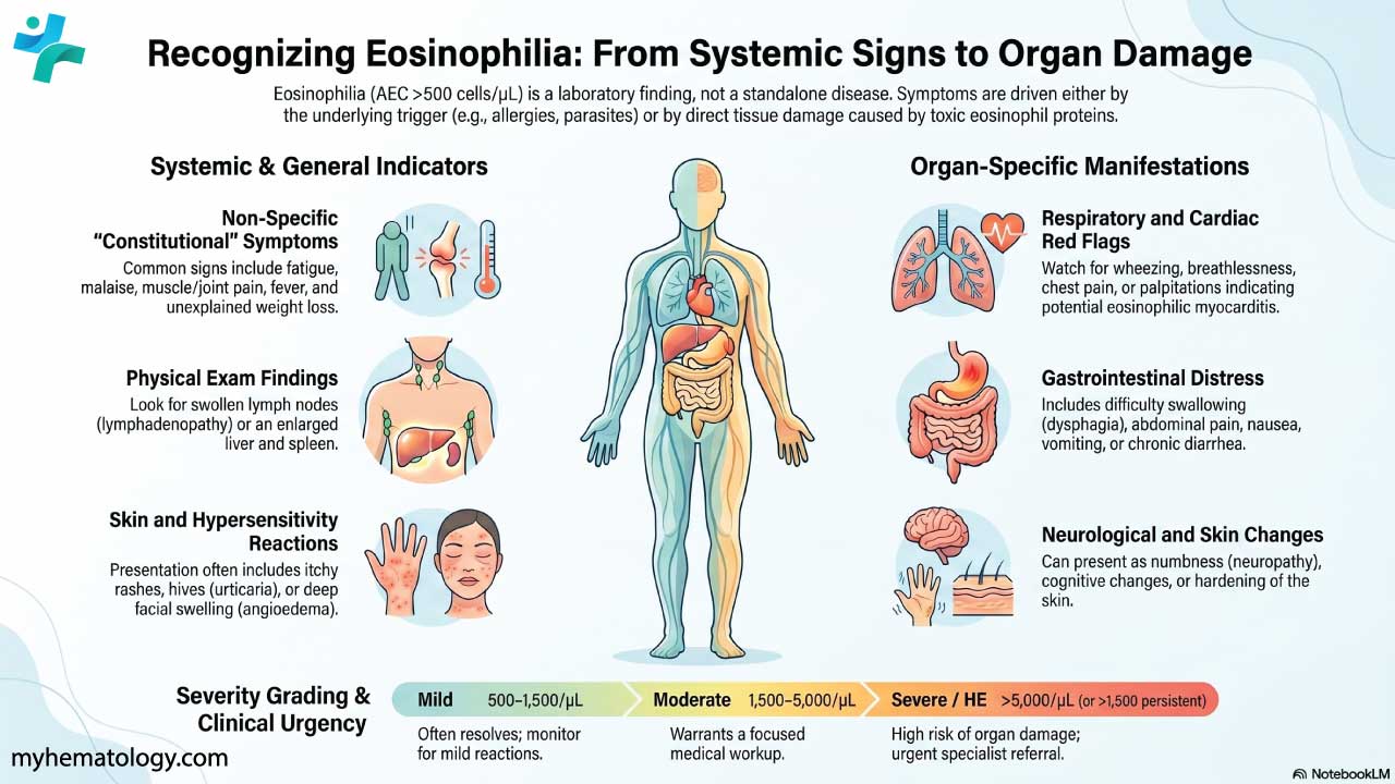 Symptoms of eosinophilia