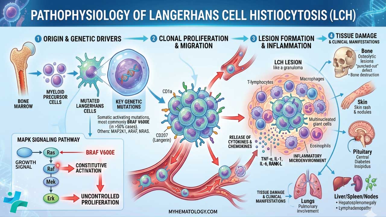 Pathophysiology of Langerhans Cell Histiocytosis or formerly known as Histiocytosis X.