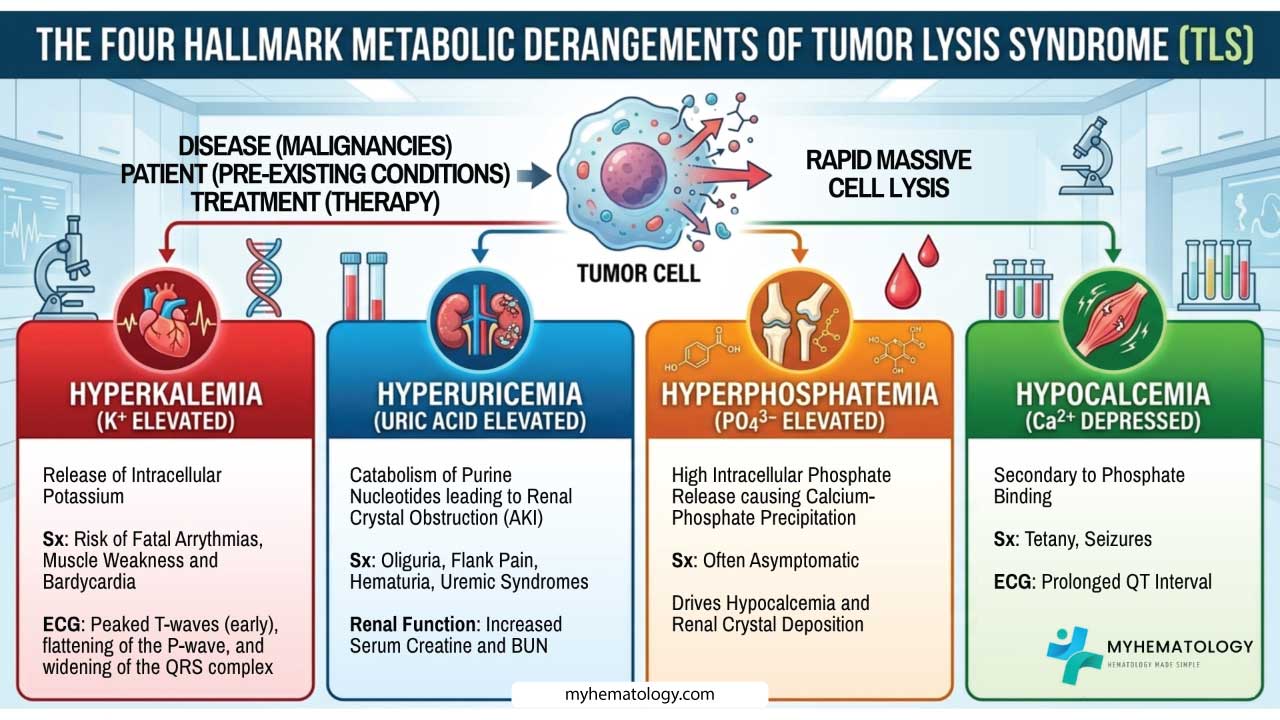 4 hallmarks of metabolic derangements of tumor lysis syndrome