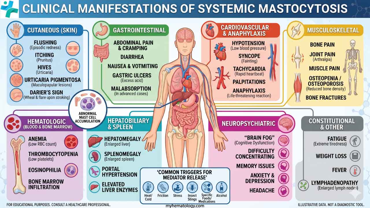 Clinical manifestations of systemic mastocytosis