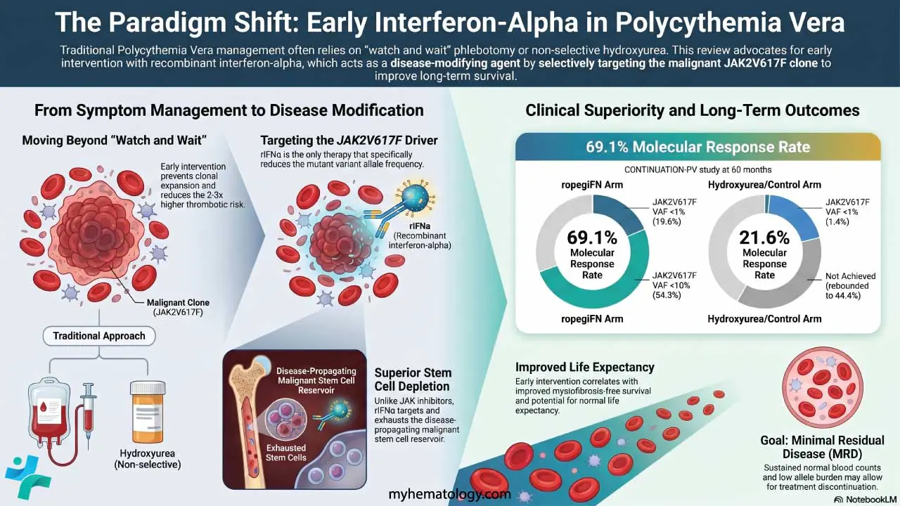 Should all polycythemia vera patients start on interferon?